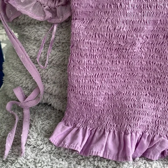 CeCe Lavender Puff Sleeve Smocked Top NOWT Size XS - Picture 5 of 8
